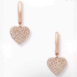 Kate Spade NWT Yours Truly Pave Heart Drop Earrings - Rose Gold
